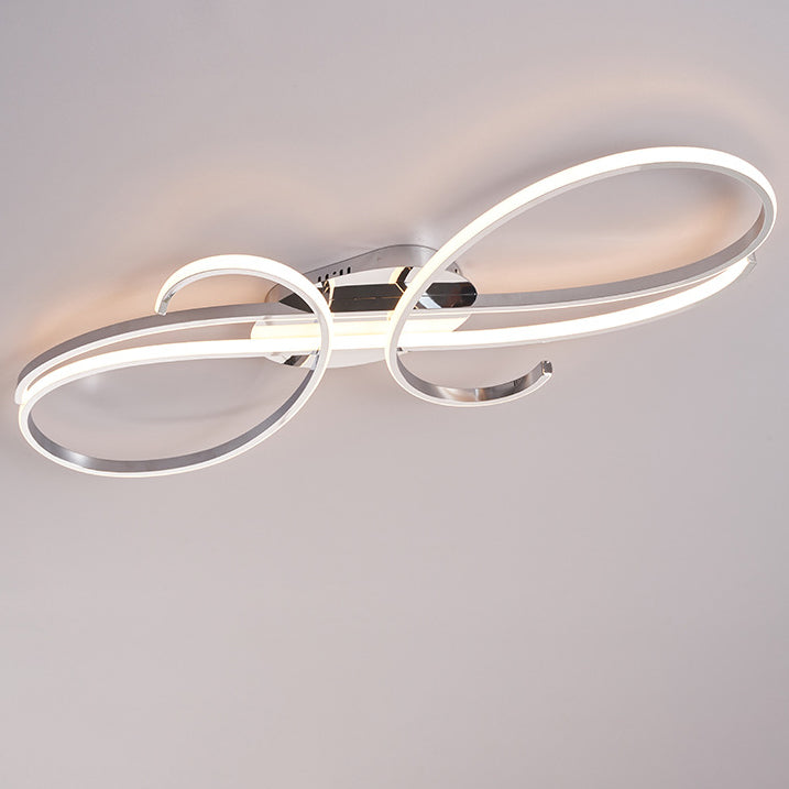 Moderne minimalistische gebogene Linie Eisen Aluminium Silikon LED Halbbündige Deckenleuchte für Wohnzimmer 