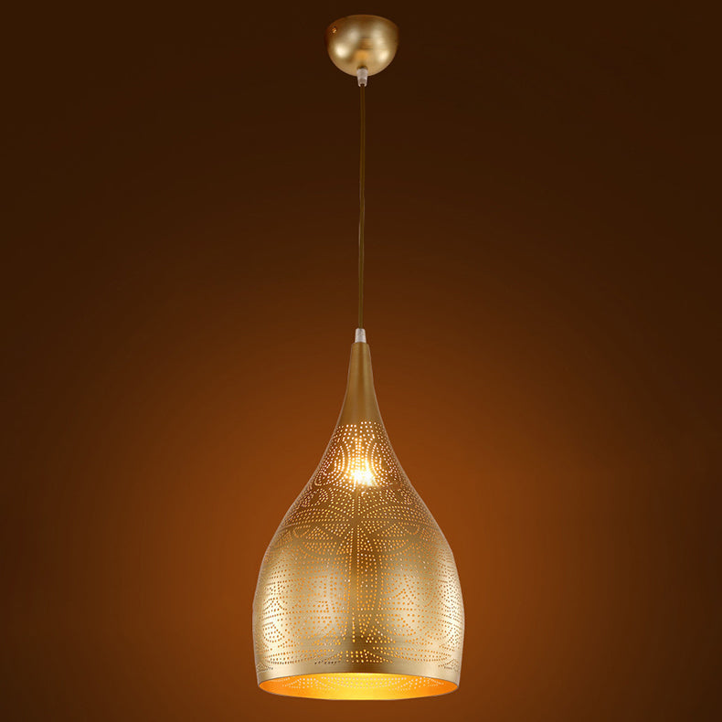 Suspension lumineuse à 1 lumière en fer rond traditionnel européen pour salon 