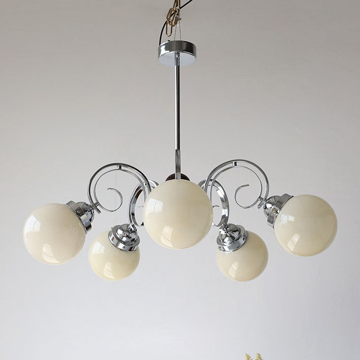 Traditional French Iron Glass Ball 3/5-Light Chandelier For Living Room