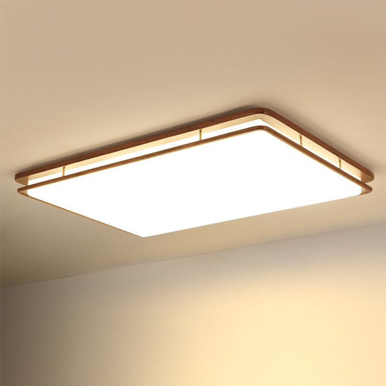 Plafonnier LED rond géométrique minimaliste moderne en bois de noyer et acrylique pour salon 