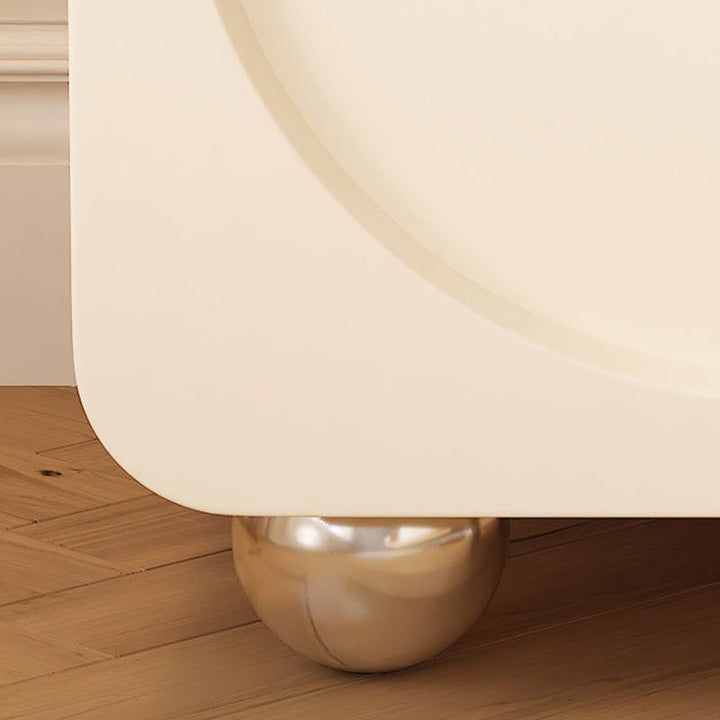 Modern Minimalist Round Corner Rectangular MDF Microfiber Leather Glass Stainless Steel Nightstand 2-Drawer For Bedroom