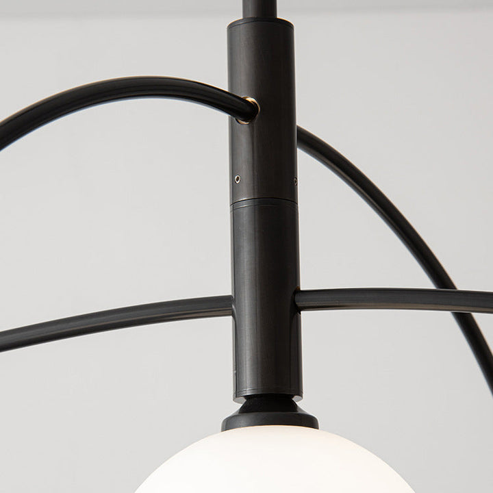 Plafonnier moderne minimaliste à ligne courbe en fer et verre à 5 lumières pour salon 