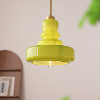 Modern Colorful Glass Gourd Shade 1-Light Pendant Light