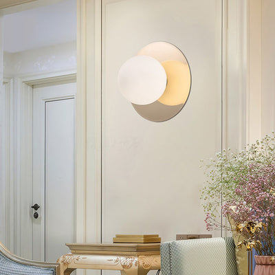 Moderne minimalistische runde Kugel Eisen Glas 1-Licht Wandleuchte Lampe für Wohnzimmer 
