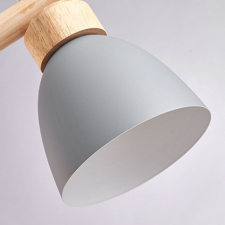 Lustre contemporain scandinave rond en bois de fer et résine à 3 lumières pour salle à manger 