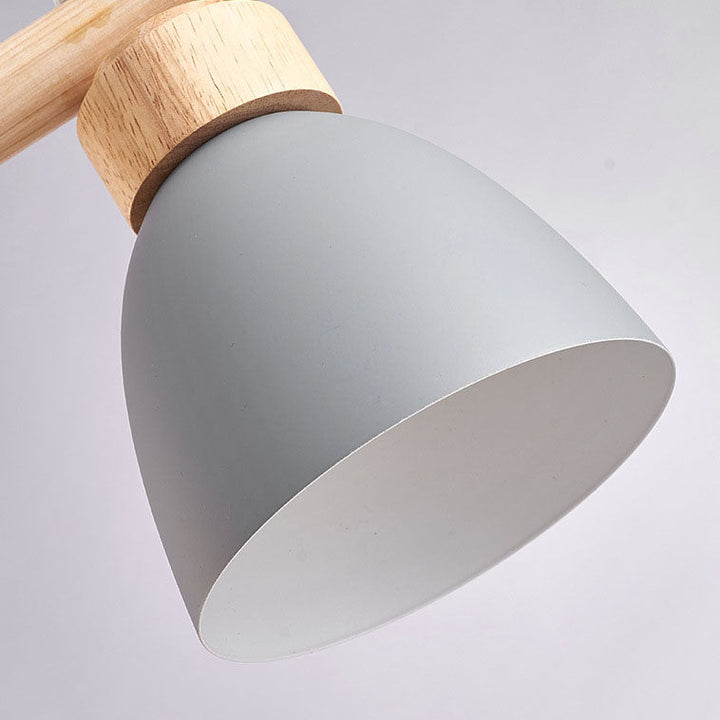 Lustre contemporain scandinave rond en bois de fer et résine à 3 lumières pour salle à manger 