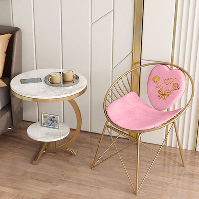 Table d'appoint ronde en marbre minimaliste moderne à 2 niveaux pour salon 