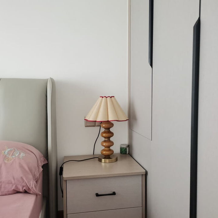 Japanische Vintage-Leinwand-Blütenschirm Keramikbasis 1-Licht Tischlampe 