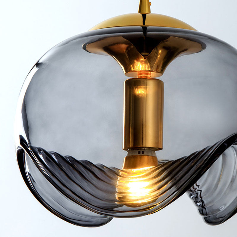 Contemporary Scandinavian Oval Column Iron Glass 1-Light Pendant Light For Bedroom