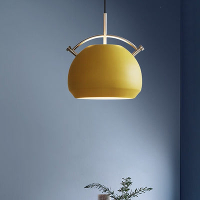 Lámpara colgante de 1 luz redonda de aleación de aluminio nórdica Macaron 