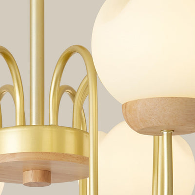 Lustre moderne mi-siècle floral en métal et en bois de caoutchouc rotomoulé 3/5/8 lumières pour salon 