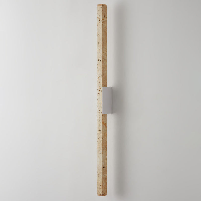 Japanese Wabi-Sabi Yellow Travertine Wood Long Strip LED Wall Sconce Lamp