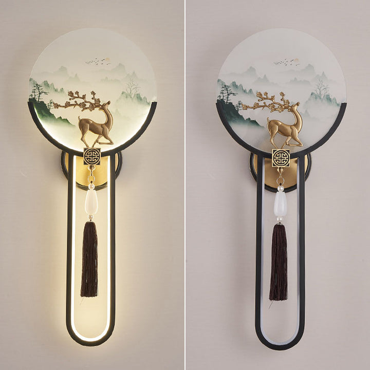 Applique murale LED traditionnelle chinoise en verre tout cuivre pour salon 