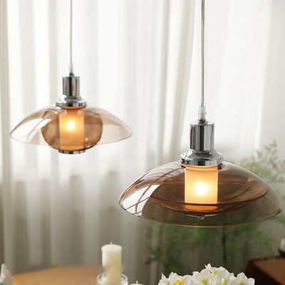 Zeitgenössische nordische bernsteinfarbene Glasscheibe aus Eisen mit 1 Licht für Wohnzimmer 