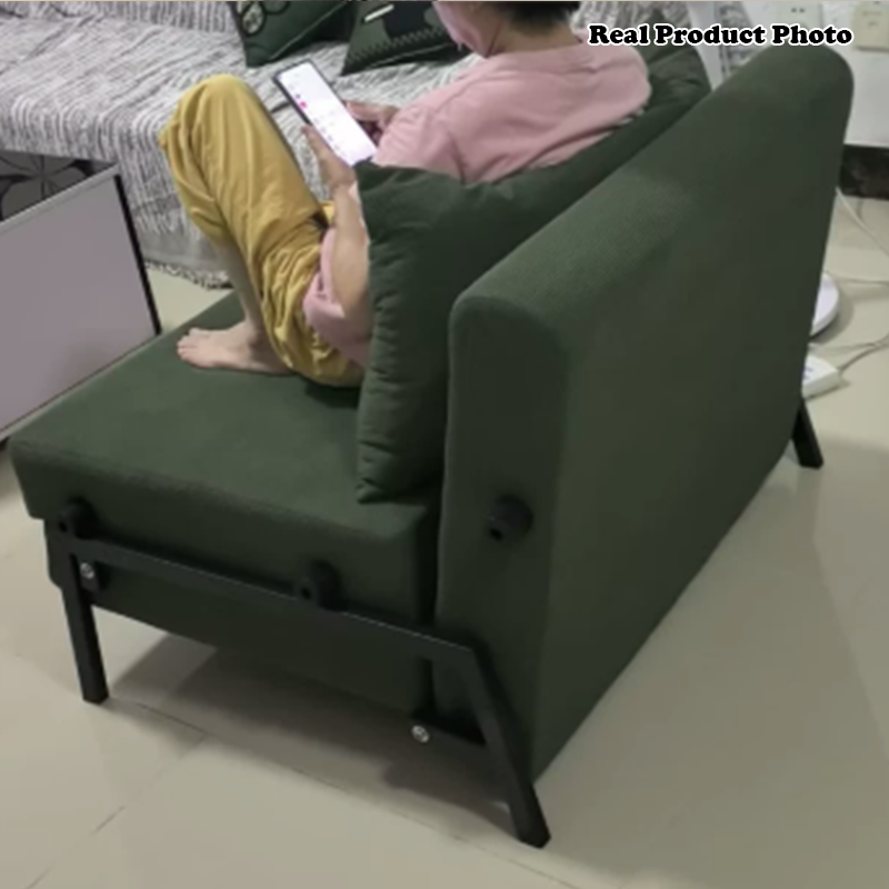 モダンミニマリスト折りたたみ式長方形カーボンスチールコーデュロイスポンジアクセントチェア背もたれなしリビングルーム用 