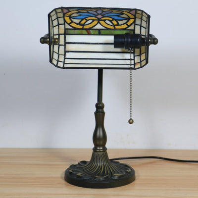 Traditional Tiffany Half Cylinder Zinc Alloy Stained Glass 1-Light Table Lamp For Bedroom