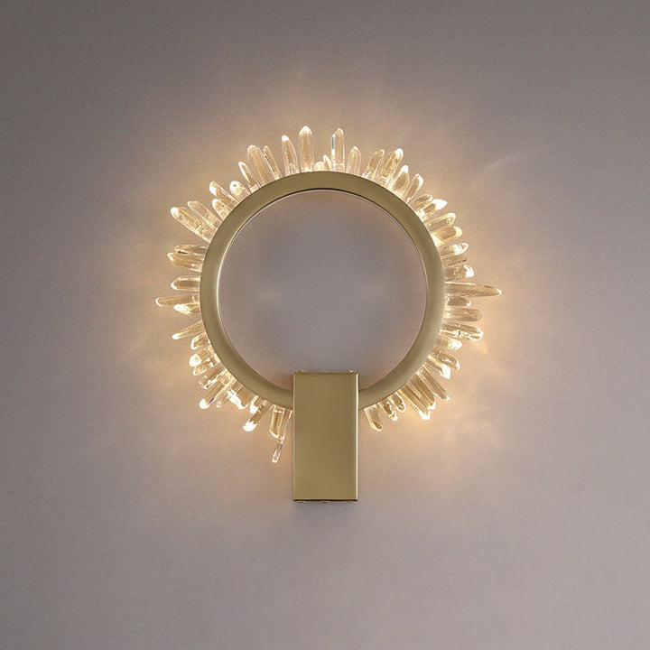 Applique murale LED design tournesol en cristal inoxydable de luxe contemporain pour salon 