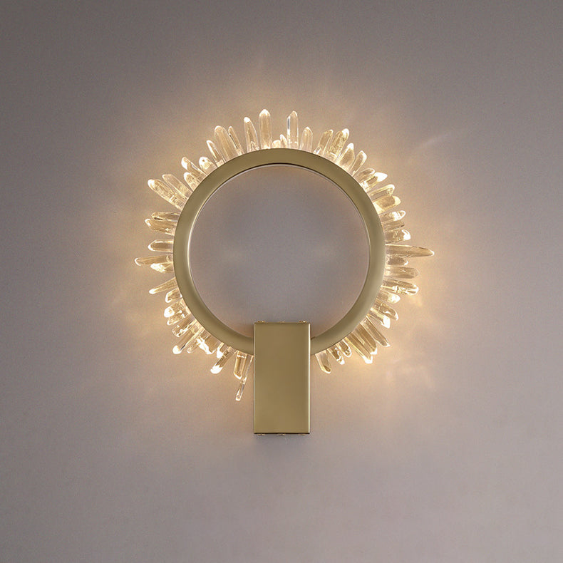 Zeitgenössische Luxus Edelstahl Kristall Sonnenblumen Design LED Wandleuchte Lampe Für Wohnzimmer 