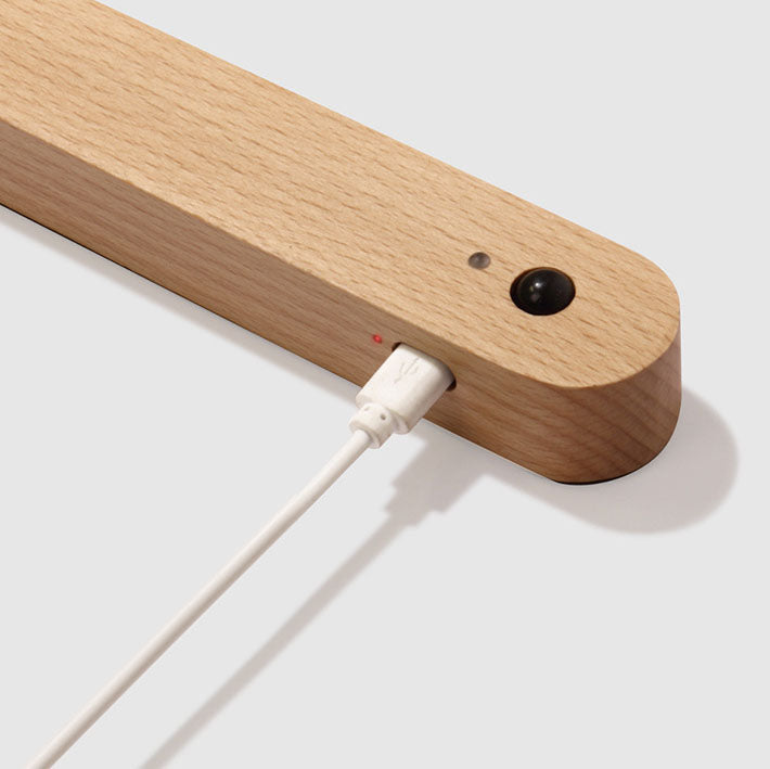 Lampe murale moderne minimaliste à bandes de bois magnétique LED USB avec détecteur de mouvement pour chambre 