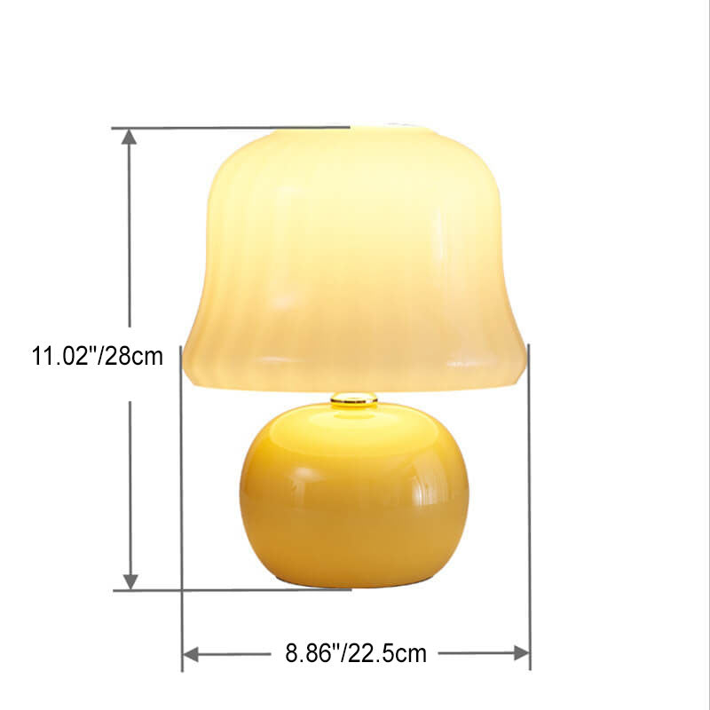 Lampe de table moderne créative en verre à couleur unie avec design de champignon 1 lumière 