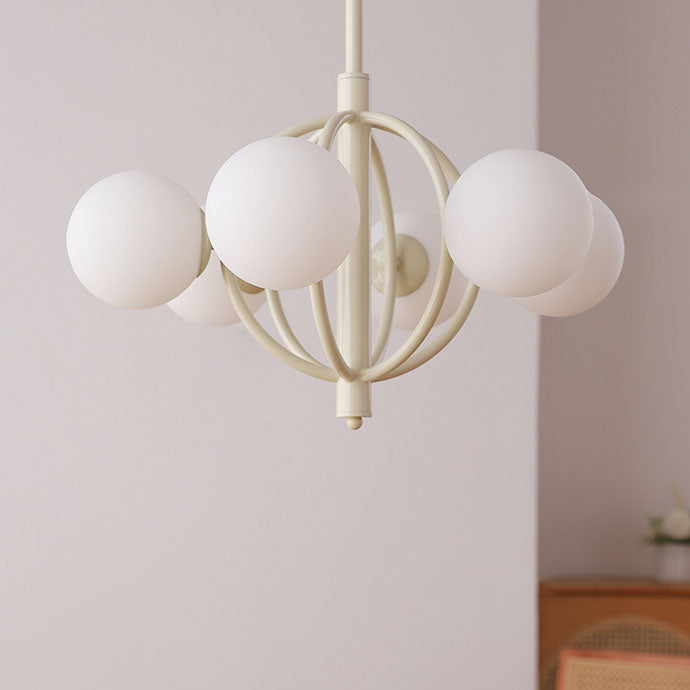 Moderner Übergangsleuchter aus Eisen und Glas mit 6 Lichtern für das Wohnzimmer 
