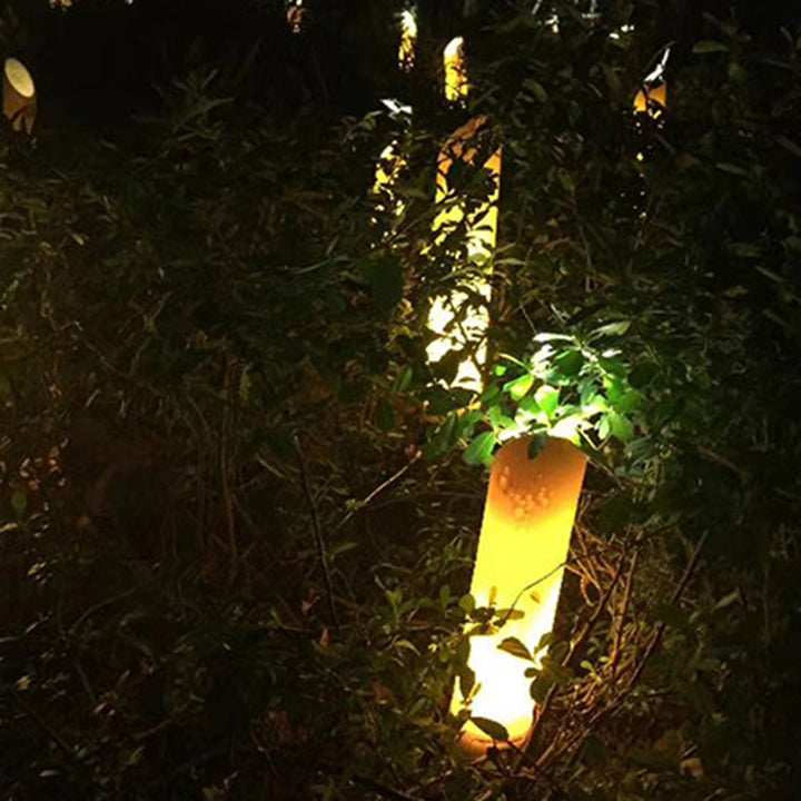Éclairage paysager LED en résine solaire étanche créatif contemporain en bambou pour jardin 