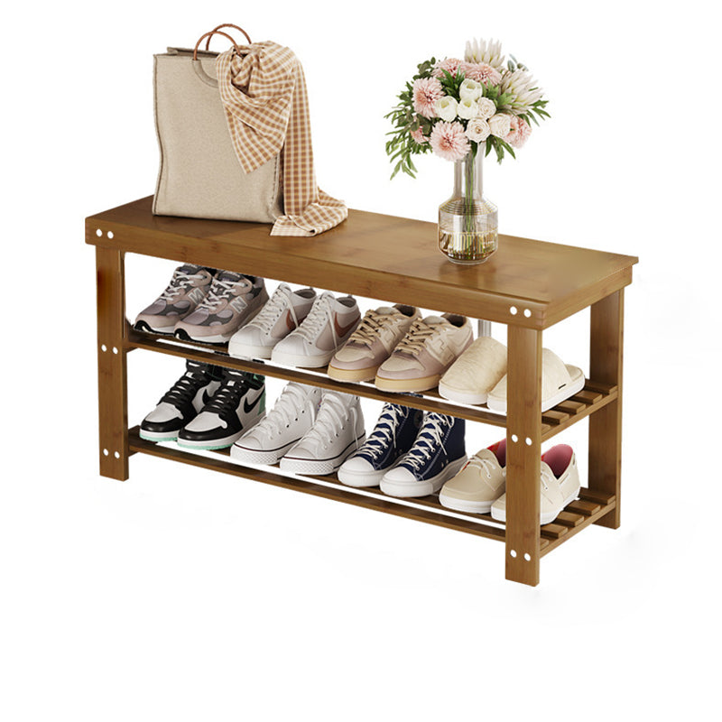 Moderner minimalistischer rechteckiger Heather Bambus Schuhschrank mit 2 Regalen für Eingangsbereiche 