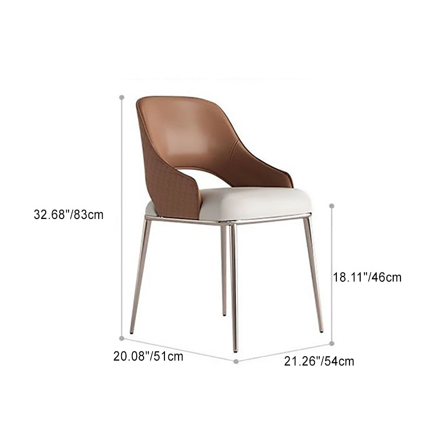Contemporary Scandinavian Square Microfiber Leather Stainless Steel Dining Chair Backrest Armrest For Dining Room