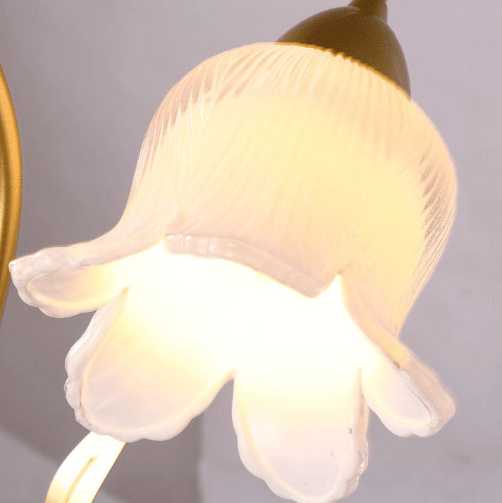 Lampe de table à deux lumières en fer et verre Art Déco moderne avec motif floral pour salon 