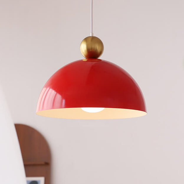 French Retro Semi-Circular Iron 1-Light Pendant Light