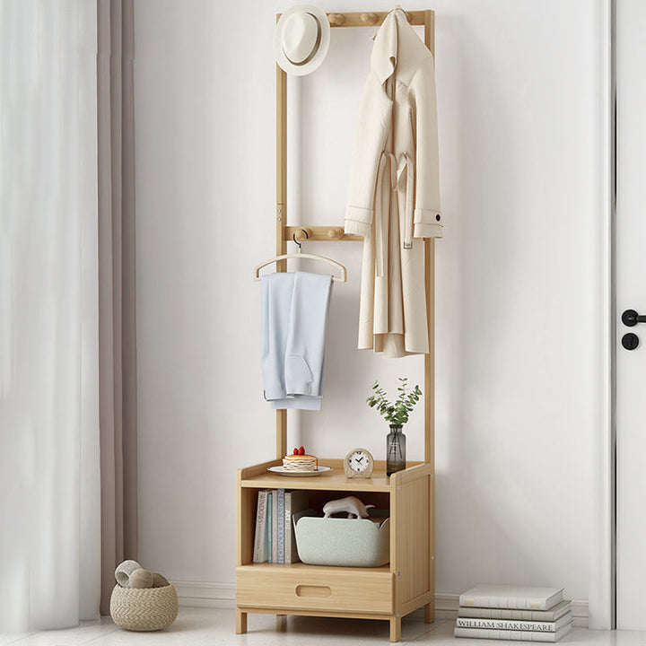 Modern Minimalist Rectangular Coat Rack Nan Bamboo MDF Nightstand 1/3 Drawer For Bedroom