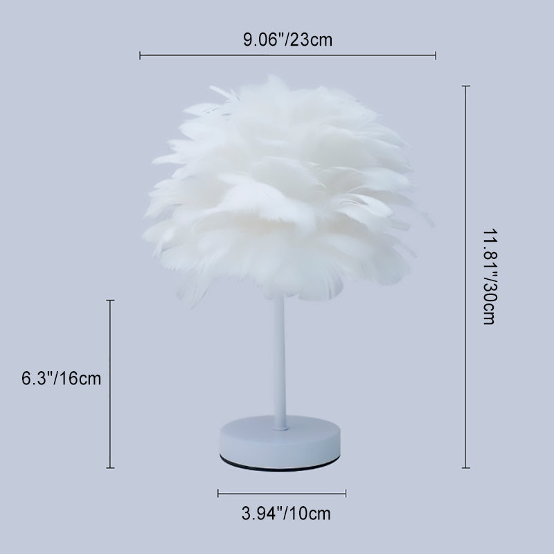 Lámpara de Mesa USB LED Creativa Contemporánea con Plumas para Dormitorio 