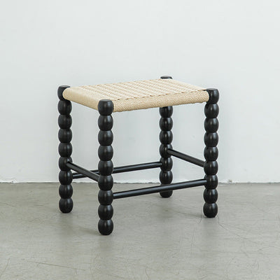 Tabouret rectangulaire traditionnel chinois en osier avec pieds en bois pour le salon 