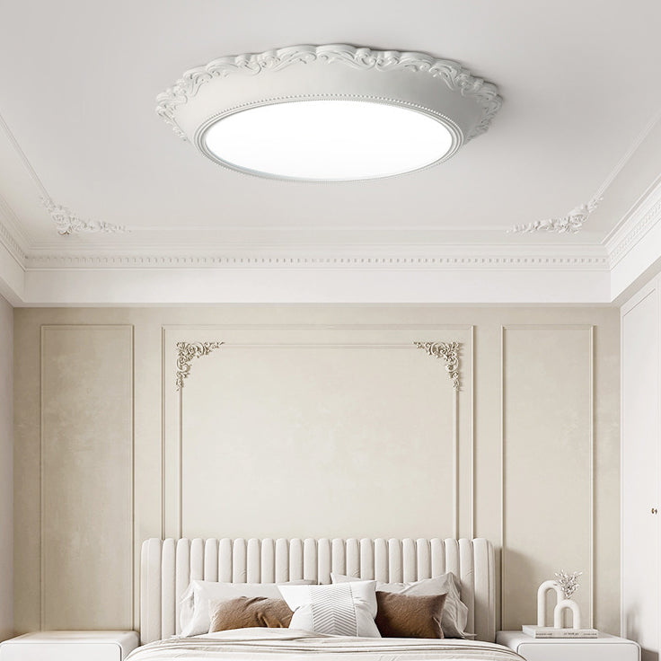 Lumière de plafond LED encastrée acrylique à bord rond gravé PU minimaliste moderne pour salon 