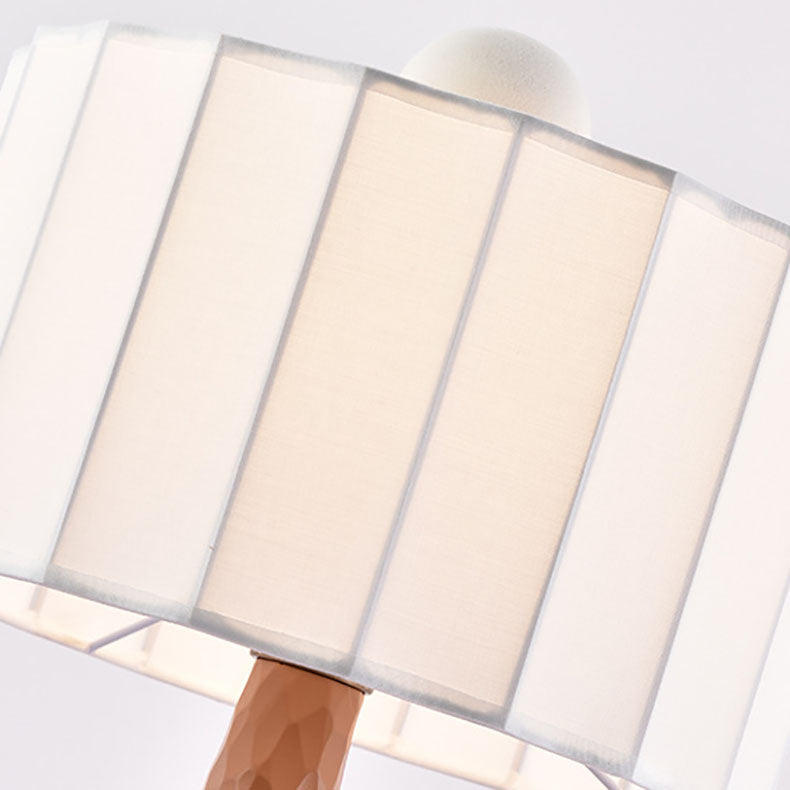 Traditionelle japanische Säule Stoff Harz 1-Licht Tischlampe für Wohnzimmer 