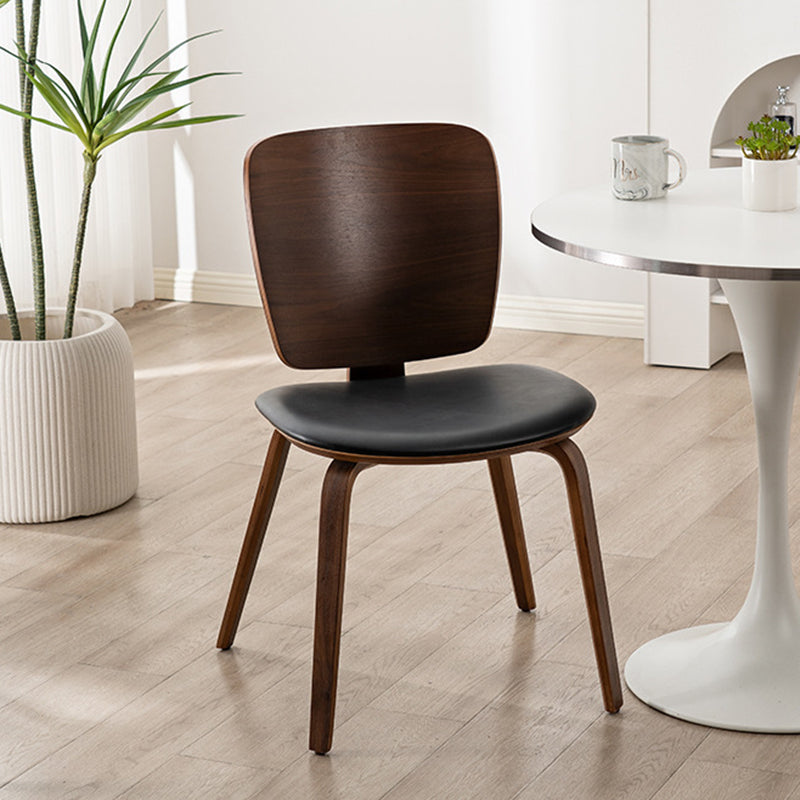 Chaise de salle à manger en bois avec revêtement en cuir PU simplicité contemporaine pour salon 