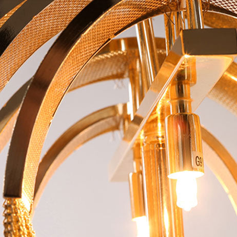 Lampe de sol contemporaine scandinave à chaîne à pampilles en fer et aluminium à 2 lumières pour salon 