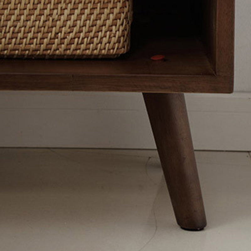 Table de chevet en bois massif scandinave contemporain avec plateau carré et 1 tiroir pour chambre 