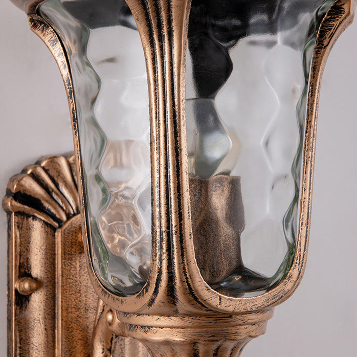 Lampe murale extérieure 1 lumière en verre et aluminium en forme de château étanche traditionnel européen pour jardin 