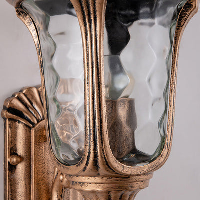 Lampe murale extérieure 1 lumière en verre et aluminium en forme de château étanche traditionnel européen pour jardin 