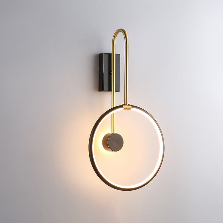 Aplique de pared LED moderno de aluminio, silicona y acrílico con diseño circular tipo anillo para dormitorio 