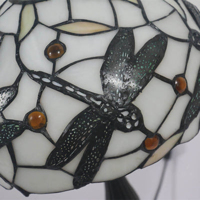 Vintage Tiffany Resin Animal Dragonfly Stained Glass 1-Light Table Lamp