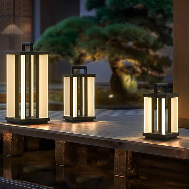 Iluminación LED para paisajes de acero inoxidable y acrílico impermeable de simplicidad moderna, luz exterior rectangular para jardín 