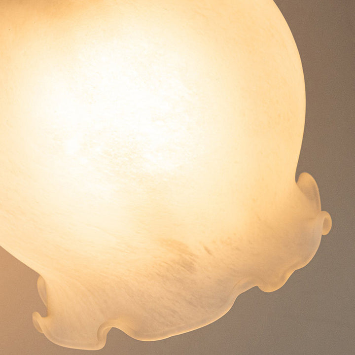 Traditional French Ceramic Glass Flower Shade Solid Wood Base 1-Light Wall Sconce For Living Room