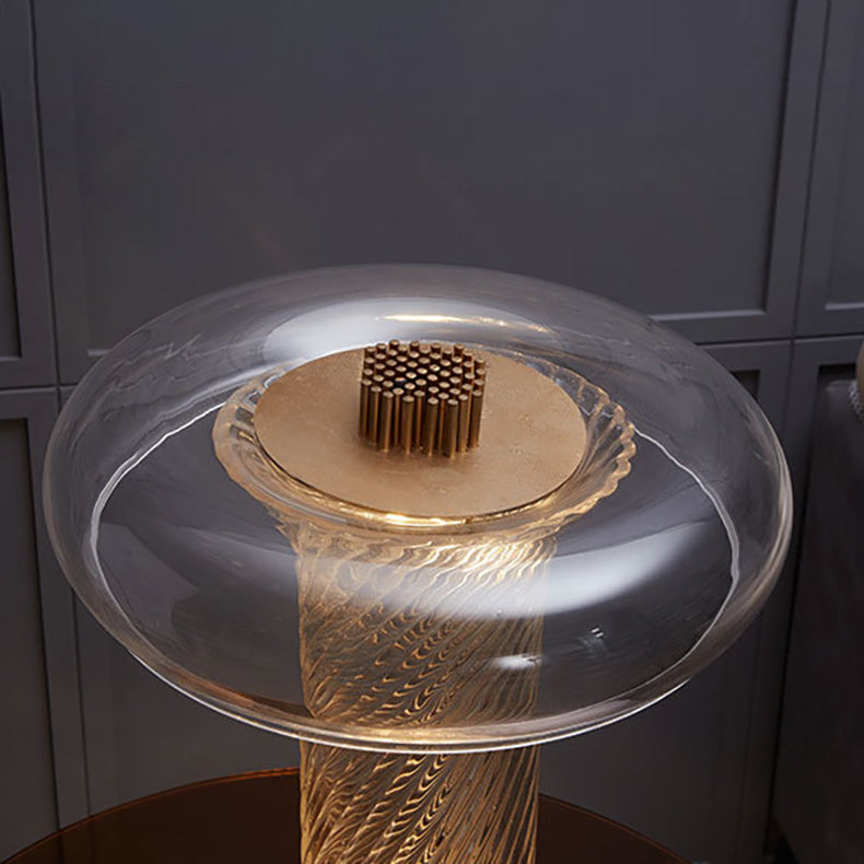 Lampe de table LED en verre de fer à rayures courbées en cercle cylindrique scandinave contemporain pour chambre 