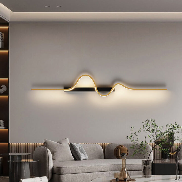 Modern Minimalist Long Wave Design Aluminum Iron LED Wall Sconce Lamp For Living Room