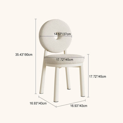 Chaise de salle à manger contemporaine en laine d'agneau nordique en acier au carbone avec dossier en éponge ronde pour salle à manger 