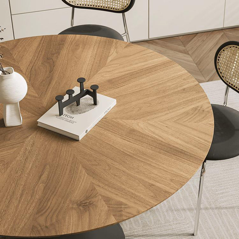 Mesa de comedor contemporánea retro redonda cónica de nogal y acero al carbono para 2 asientos 