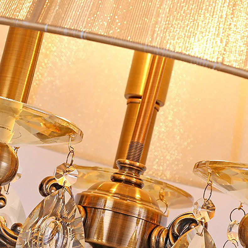 Lampe de Table Moderne en Alliage de Zinc avec Cristaux en Forme de Goutte de Champagne à 3 Lumières pour Chambre 
