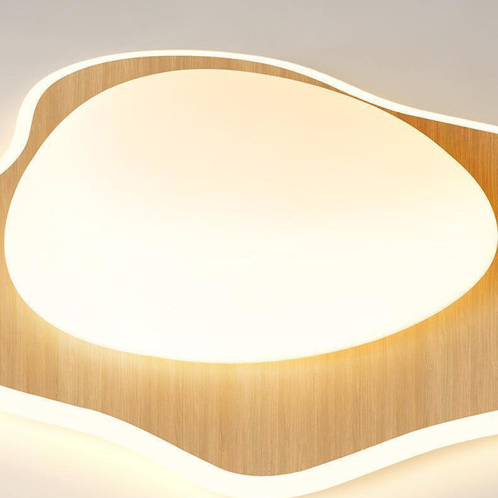 Moderne Einfachheit Pochiertes Ei Runde Holz Kunststoff LED Unterputz Deckenleuchte für Schlafzimmer 